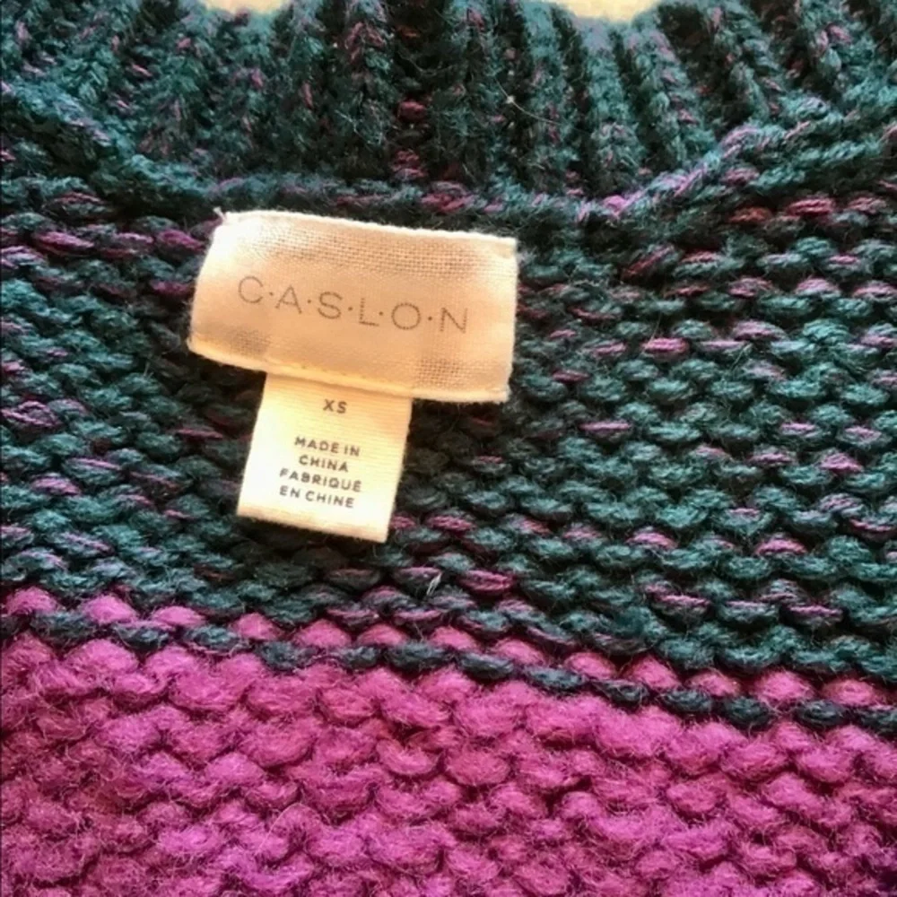 Caslon Striped V-Neck Knit Sweater Womens XS Colorblock Pullover Coastal Preppy